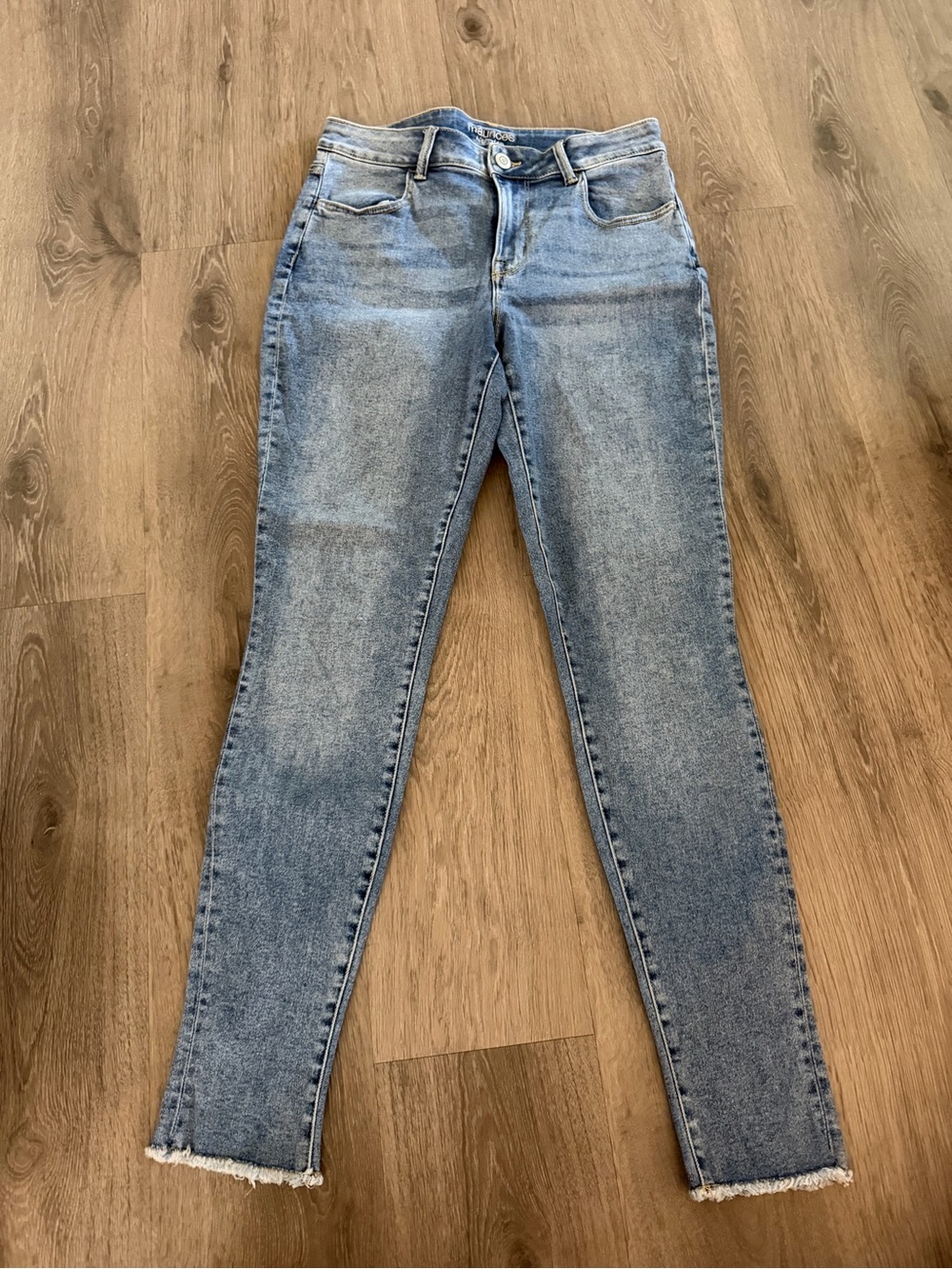 Maurices Light Blue Skinny Jeans with Raw Hem